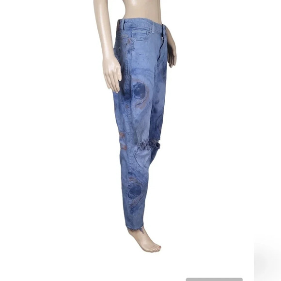 Zara Tie Dye Smiley MID-RISE Z1975 STRAIGHT LEG JEANS - Picture 6 of 8